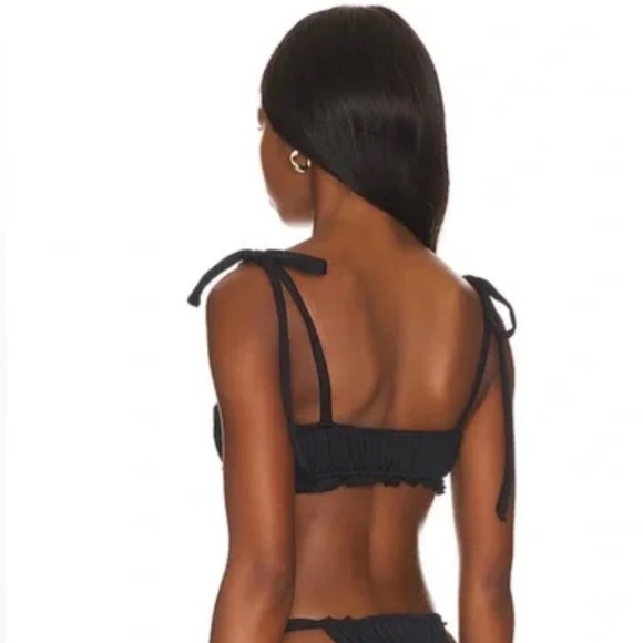 WeWoreWhat Black Ruched Ruffle Bikini Top - Picture 3 of 4
